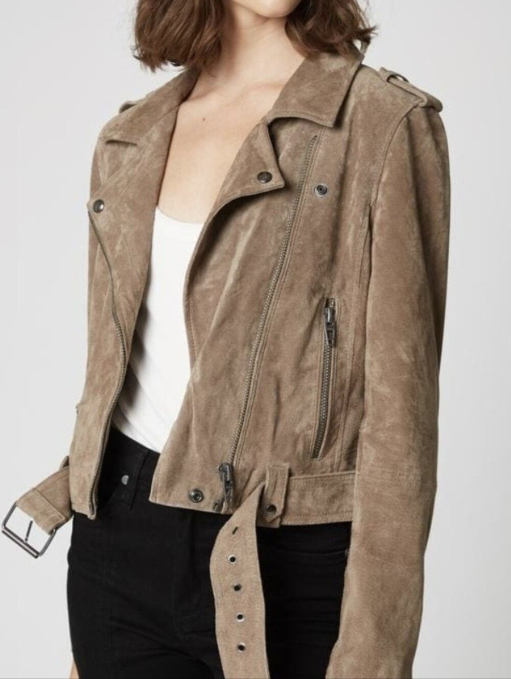*READ DESCRIPTION* Blank NYC Suede Moto Jacket - Coffee Bean - NO BELT